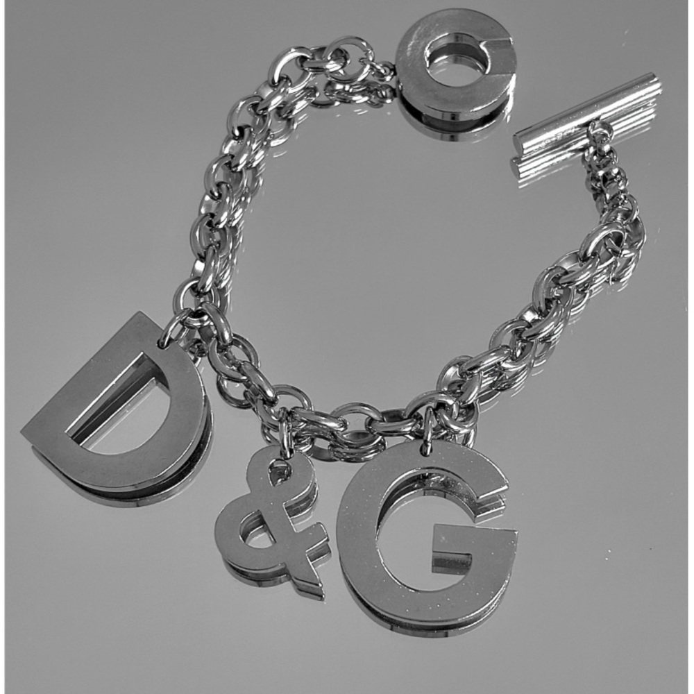 D&G Metallic Logo Charm Bracelet